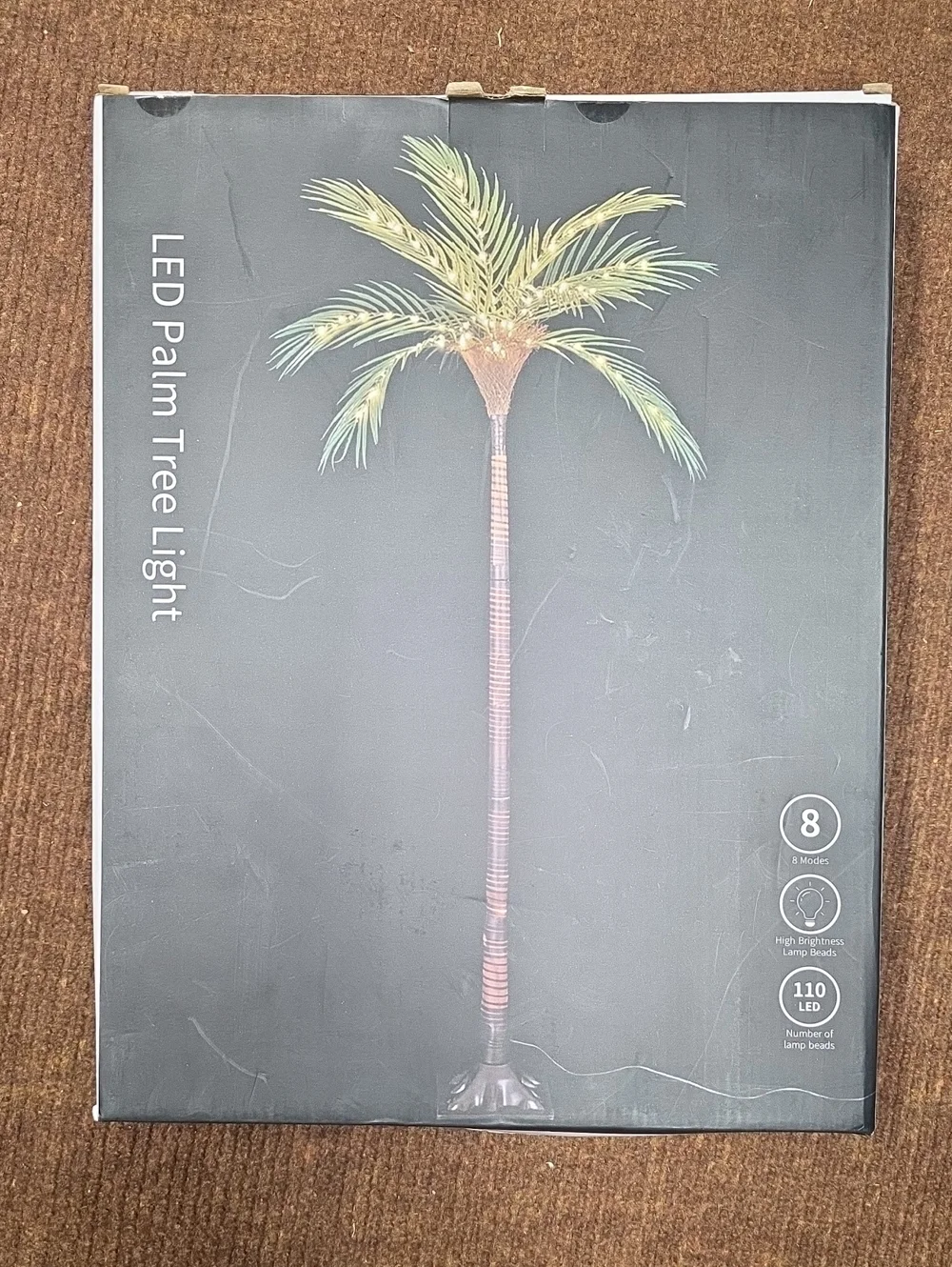 NWT Solar-Powered LED Palm Tree Light - Green Leaves, Brown Trunk 4.6ft
